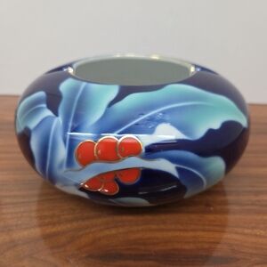 Vintage Japanese Porcelain Ashtray/vase/trinket Bowl Blue and Red